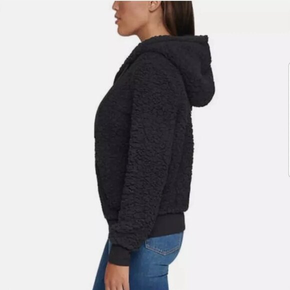 NEW Marc New York Womens Fleece Full Zip Jacket M NWT Hooded Black - Picture 11 of 11
